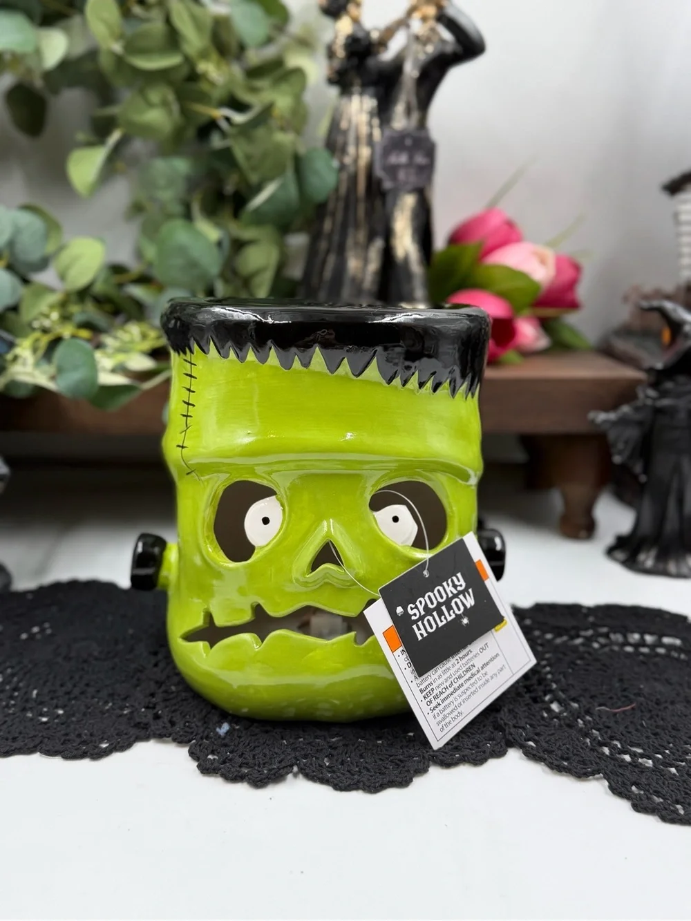 spooky hollow frankenstein led light-up halloween decor nwt